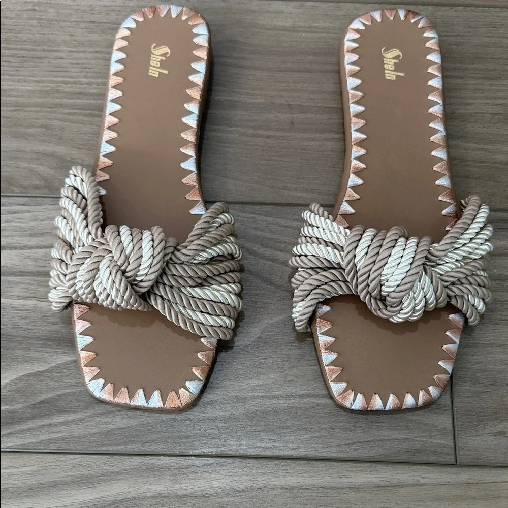 Stylish Tan Sandals with Rope Detail